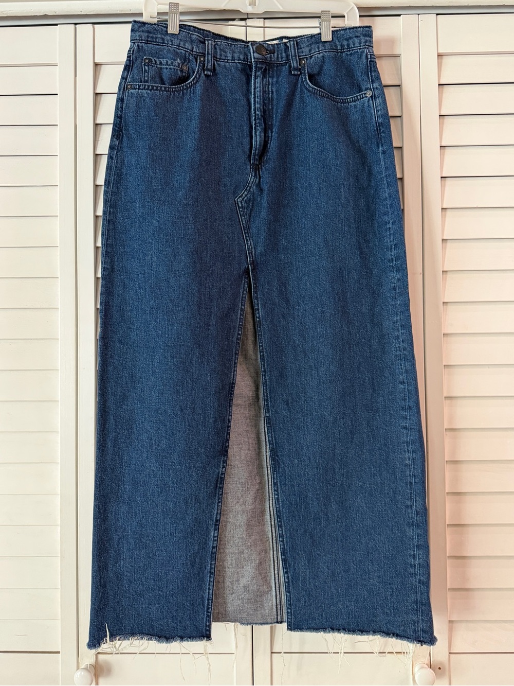 rag & bone Avery Denim Maxi Skirt Front Slit - Premium Kaihara Japanese Denim 28